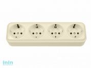 Розетка 4-ая (открытая, с/з) бежевая, Вариант, BYLECTRICA (штепсельная четырехместная для открытой установки с заземляющим контактом Гарантийный срок: