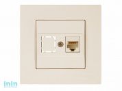 Розетка компьютерная 1xRJ45 (Cat6, скрытая) кремовая, RITA, MUTLUSAN