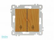 Выключатель проходной 2-клав. (скрытый, без рамки, винт. зажим) дуб, RITA, MUTLUSAN (10 A, 250 V, IP 20)