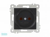 Розетка 1-ая (скрытая, без рамки, б/з, шторки) черная, RITA, MUTLUSAN (16 A, 250 V, IP 20)