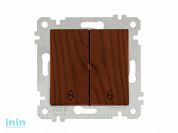 Выключатель проходной 2-клав. (скрытый, без рамки, пруж. зажим) орех, RITA, MUTLUSAN (10 A, 250 V, IP 20)