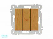 Выключатель 3-клав. (скрытый, без рамки, винт. зажим) дуб, RITA, MUTLUSAN (10 A, 250 V, IP 20)