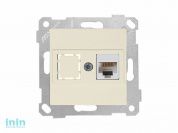 Розетка компьютерная 1xRJ45 (Cat5e, скрытая, без рамки) кремовая, RITA, MUTLUSAN