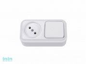 Блок выкл. 1 клав. + розетка (открытая, б/з) белая, Вариант, Bylectrica (Блок  В-РЦ-7111    Выключатель одноклавишный + розетка открытой установки Гар