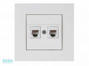 Розетка телефонная 2хRJ12 (скрытая) белая, RITA, MUTLUSAN