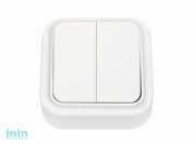 Выключатель 2 клав. (открытый, 6А) белый, Пралеска, Bylectrica (Выключатель двухклавишный открытой установки Гарантийный срок:24 месяца)