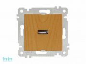 Розетка 1-ая USB (скрытая, без рамки) дуб, RITA, MUTLUSAN (USB charge, 5V-2.1A)
