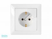Розетка 1-ая (скрытая, с/з) с выталкивателем, белая, Стиль, Bylectrica (штепсельная для скрытой установки с заземляющим контактом Гарантийный срок:24