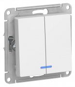 Выключатель 2-клавишный с подсветкой Schneider Atlas Design, ATN000153