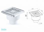 Сливной трап вертикальный D 50 с сухим затвором, с рамкой, решетка нерж. 100х100 мм, NOVA