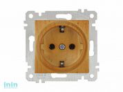 Розетка 1-ая (скрытая, без рамки, с/з) дуб, RITA, MUTLUSAN (16 A, 250 V, IP 20)