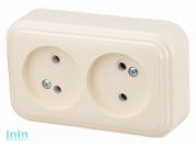 Розетка 2-ая (открытая, б/з) бежевая, Стандарт, Юпитер (RA 16-237-БЖ) (ЮПИТЕР)