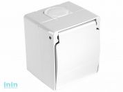 Розетка 1-ая (открытая, с/з, с крышкой) белая, NEMLIYER, MUTLUSAN (10 A, 250 V, IP 44)