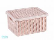 Ящик для хранения с крышкой ВЯЗАНИЕ 85х148х170мм (чайная роза) (IDEA)