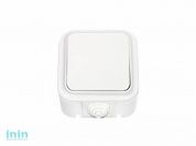 Выключатель 1 клав. (открытый, 6А, брызг. защ.) белый, Пралеска Аква, Bylectrica (Выключатель одноклавишный брызгозащищенный открытой установки Гарант