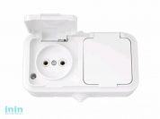 Розетка 2-ая (открытая, б/з, брызг. защ.)белая, Пралеска Аква, BYLECTRICA (штепсельная двухместная брызгозащищенная открытой установки Гарантийный сро