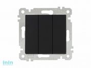 Выключатель 3-клав. (скрытый, без рамки, пруж. зажим) черный, RITA, MUTLUSAN (10 A, 250 V, IP 20)