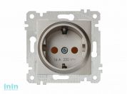 Розетка 1-ая (скрытая, без рамки, с/з, шторки) титан, RITA, MUTLUSAN (16 A, 250 V, IP 20)