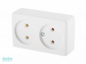 Розетка 2-ая (открытая, б/з) белая, Эконом, Юпитер (РА16-009) (ЮПИТЕР)