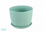 Кашпо ВЯЗАНИЕ 2,8л с поддоном (фисташковый) (IDEA)