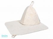 Набор для бани из 2-х предм. Коврик, шапка, HOT POTиз войлока