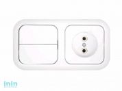 Блок выкл. 2 клав. + розетка (скрытая, б/з) белая, Гармония, BYLECTRICA (Выключатель двухклавишный + розетка скрытой установки Гарантийный срок:24 мес