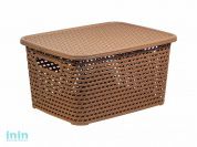 Ящик для хранения с крышкой РОТАНГ 280х185х126мм (беж.) (IDEA)