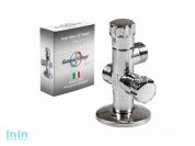 Кран вентильный двойной угловой 1/2"х1/2"  ХРОМ с чашкой General Fittings (В упаковке 2 штуки. Продается поштучно)