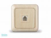 Розетка 1-ая телефонная (открытая) сосна, Олимп, UNIVersal