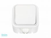 Выключатель 1 клав. (открытый, 10А, брызг. защ.) белый, Пралеска Аква, BYLECTRICA (1-ный брызгозащищенный для управления цепями с двух и более мест от