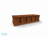 Набор стаканчиков для рассады с поддоном Flora (Флора), терракот, BEROSSI (Изделие из пластмассы. Размер 384 х 189 х 114 мм)