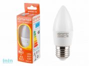 Лампа светодиодная C37 СВЕЧА 6 Вт 170-240В E27 3000К ЮПИТЕР (45 Вт аналог лампы накал., 450Лм, теплый белый свет)