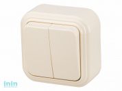 Выключатель 2 клав. (открытый, до 6А) бежевый,  Стандарт, Юпитер (VA 56-232-БЖ) (ЮПИТЕР)