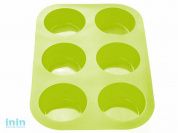 Форма для выпечки, силиконовая, прямоугольная на 6 кексов, 26 х 17.5 х 3 см, зеленая, PERFECTO LINEA
