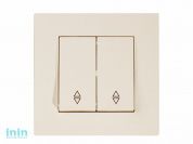 Выключатель проходной 2-клав. (скрытый, пруж. зажим) кремовый, RITA, MUTLUSAN (10 A, 250 V, IP 20)