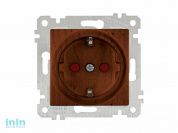 Розетка 1-ая (скрытая, без рамки, с/з, шторки) орех, RITA, MUTLUSAN (16 A, 250 V, IP 20)