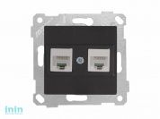 Розетка компьютерная 2xRJ45 (Cat5e, скрытая, без рамки) черная, RITA, MUTLUSAN