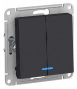 Выключатель 2-клавишный с подсветкой Schneider Electric Atlas Design ATN001053