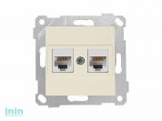 Розетка компьютерная 2xRJ45 (Cat5e, скрытая, без рамки) кремовая, RITA, MUTLUSAN