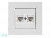 Розетка компьютерная 2xRJ45 (Cat6, скрытая) белая, RITA, MUTLUSAN