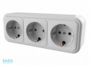 Розетка 3-ая (открытая, с/з) белая, Стандарт, Юпитер (RA16-365-Б) (ЮПИТЕР)