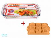 Форма из жаропрочного стекла, 3.0 л, прямоугольная + Форма для выпечки, силиконовая, PERFECTO LINEA (ПРОМО ПОДАРОК форма силиконовая для выпечки)