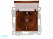 Розетка 1-ая (скрытая, без рамки, с/з, шторки,с крышкой) орех, RITA, MUTLUSAN (16 A, 250 V, IP 20)
