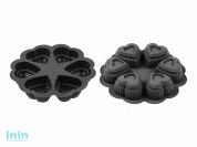 Форма для выпечки, силиконовая, круглая на 6 сердец, 25 х 4.5 см, GRAPHITE, PERFECTO LINEA