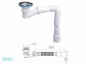 Сифон для душевого поддона низкий h 90 мм, выпуск 70 мм, с гибкой трубой 1 1/2" - 40/50мм, NOVA