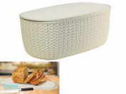 Хлебница ВЯЗАНИЕ с разделочной доской (белый) (IDEA)