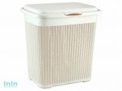Корзина для белья ВЯЗАНИЕ 40л (белый) (IDEA)