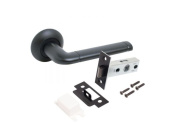 Комплект ручка и защелкаАЛЛЮР АРТ "ПОЛО" BL+L45-8 BL (15150/S45) матовый черный (20) (компл)