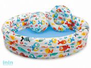 Надувной детский бассейн Ананас, 132х28 см + надувной мяч 51 см, надувной круг 51 см, INTEX (от 2 лет)