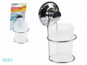 Стакан для принадлежностей на вакуумной присоске, хром. сталь, FIX LOCK, PERFECTO LINEA (83x83x133 мм)